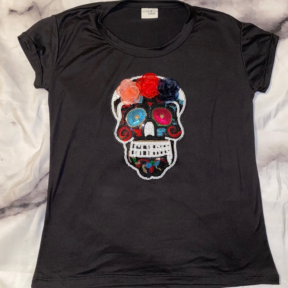 NEW Sugar Skull 3D Sequined Shirts